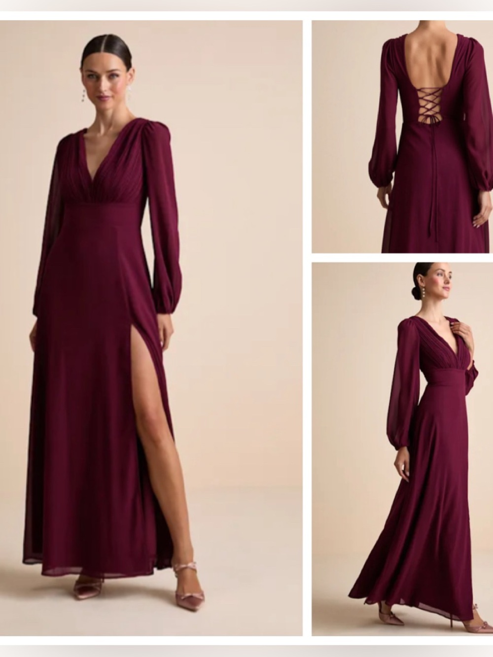 Lulus Marvelous Affair
Burgundy Pleated Lace-Up Maxi
Dress size Small